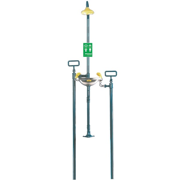 Speakman Emergency Shower Combination, 93.75 H, Stainless Steel Bowl, Green SE-609 - main